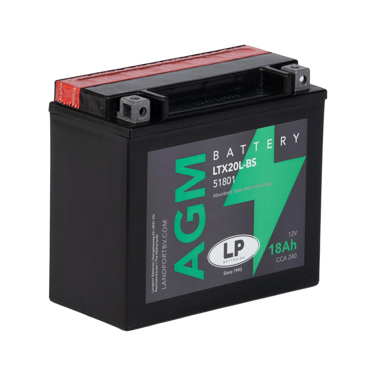 YTX20L-BS 12 VOLT 18,0 AH AGM MOTOR ACCU